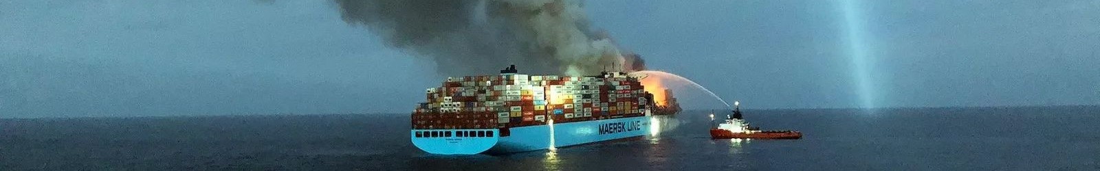 a container ship on fire